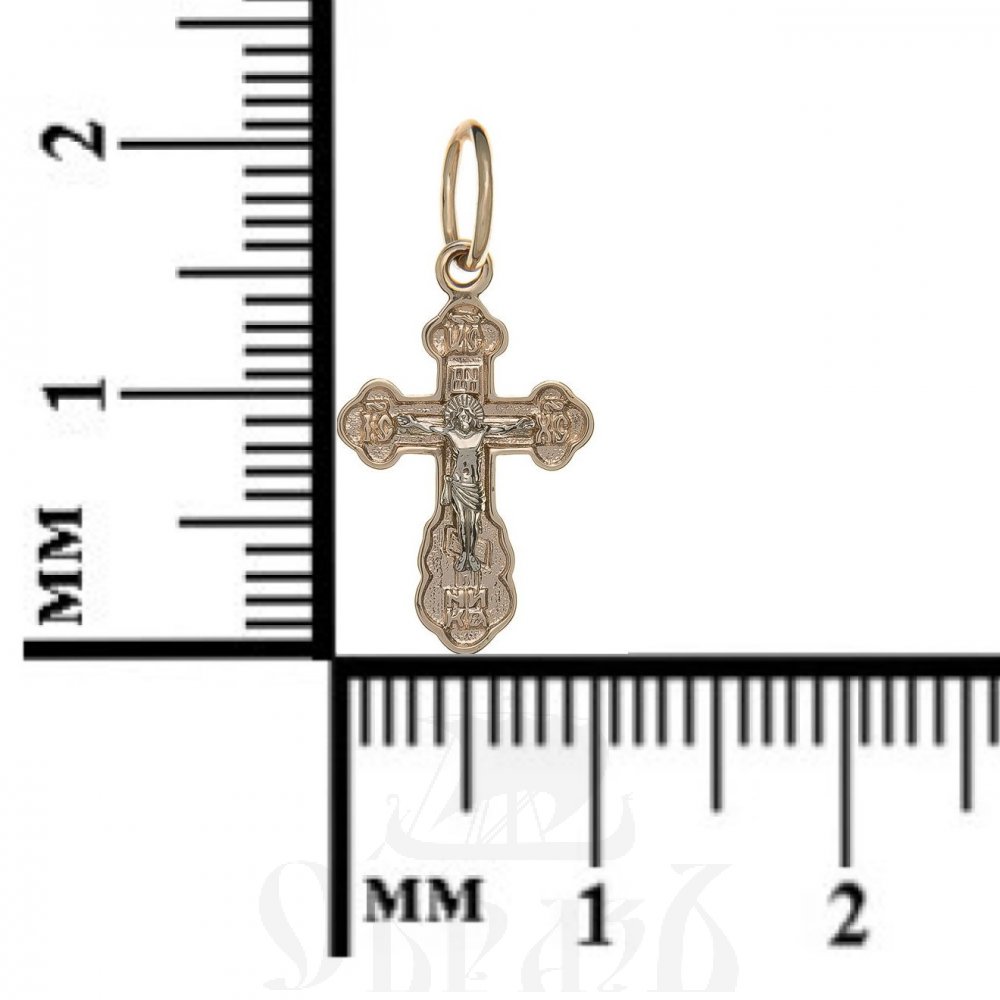 золотой крест трилистник с молитвой честному кресту, 585 проба красного и белого цвета (арт. п10056-з5кб)