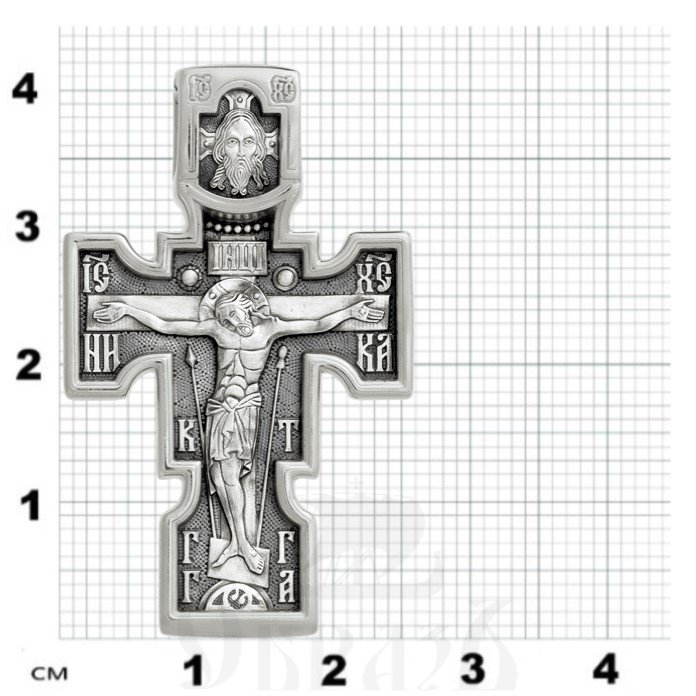 крест «распятие. архангел михаил. казанская икона божией матери», золото 585 проба белое (арт. 201.084-3)